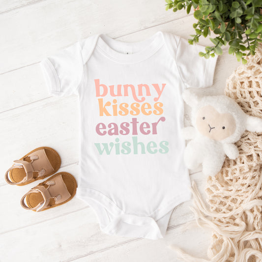 Bunny Kisses Easter Wishes | Baby Graphic Short Sleeve Onesie