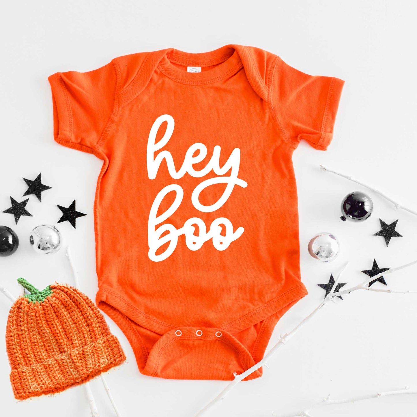 Hey Boo Cursive | Baby Graphic Short SleeveOnesie