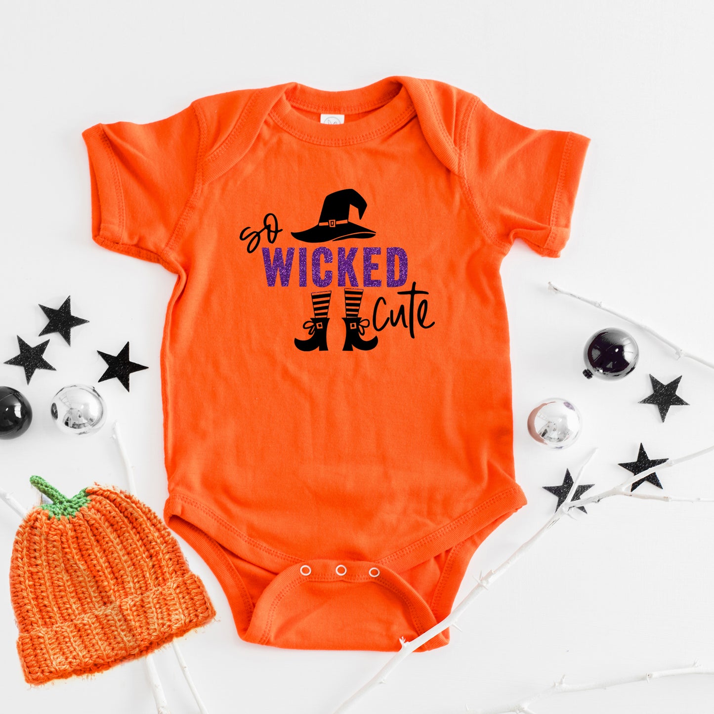 So Wicked Cute Glitter | Baby Graphic Short Sleeve Onesie