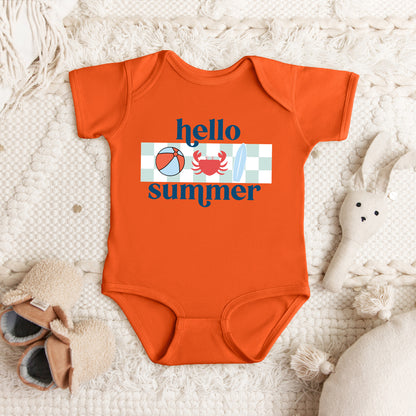 Hello Summer Checkered | Baby Graphic Short Sleeve Onesie