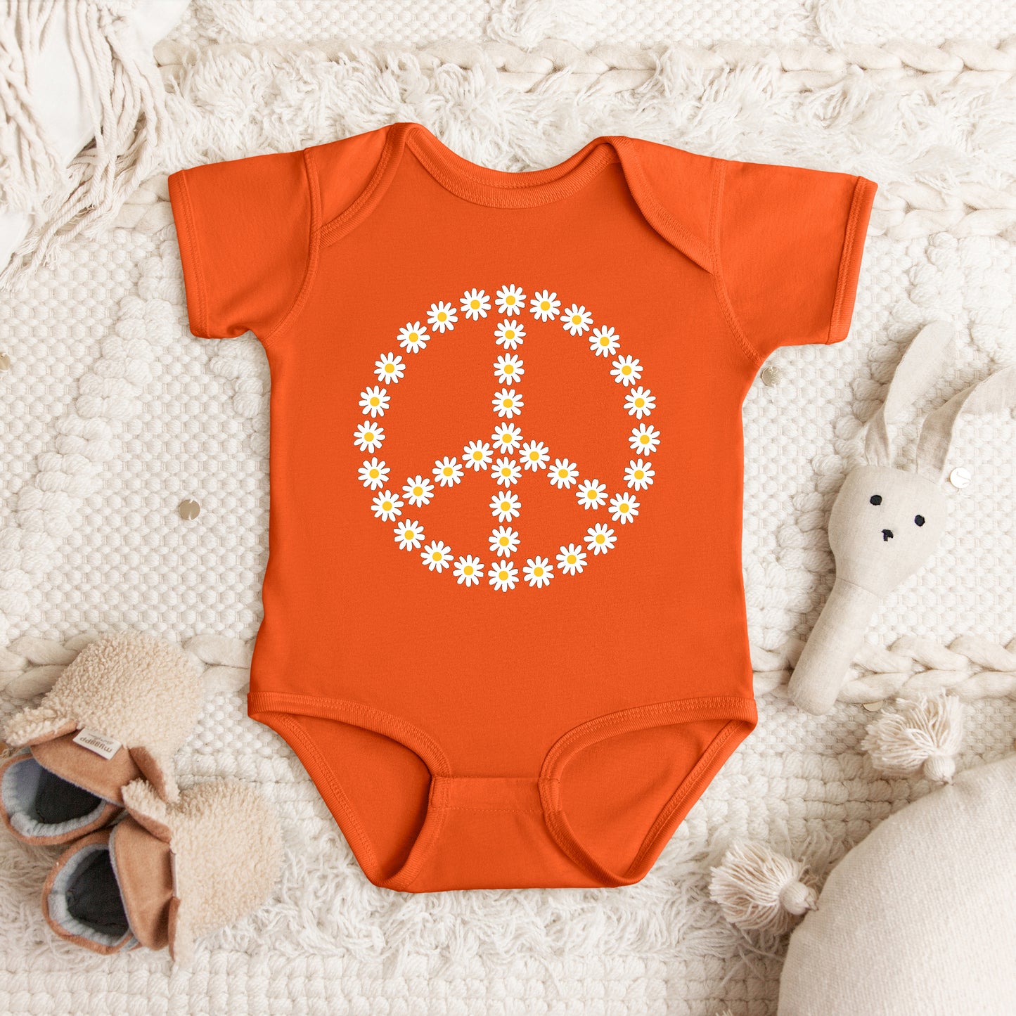 Daisy Peace Sign | Baby Graphic Short Sleeve Onesie