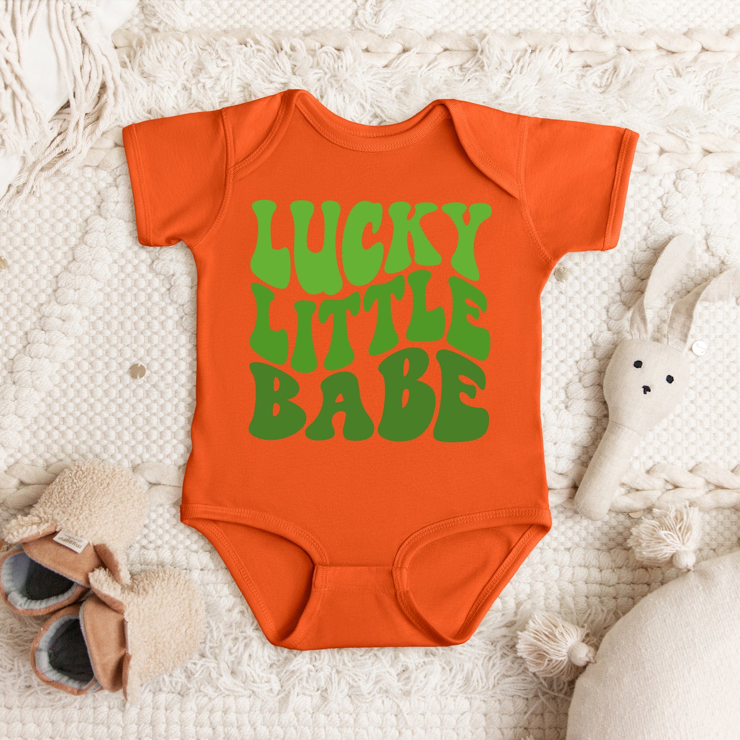 Lucky Little Babe Wavy | Baby Graphic Short Sleeve Onesie