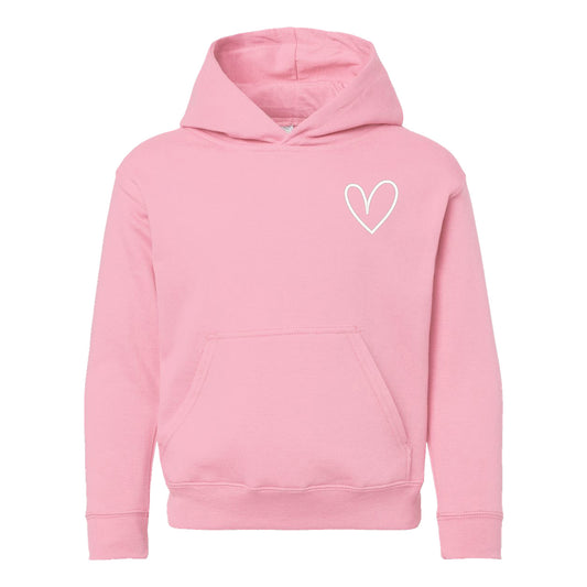 Embroidered Hand Drawn Heart | Youth Graphic Hoodie