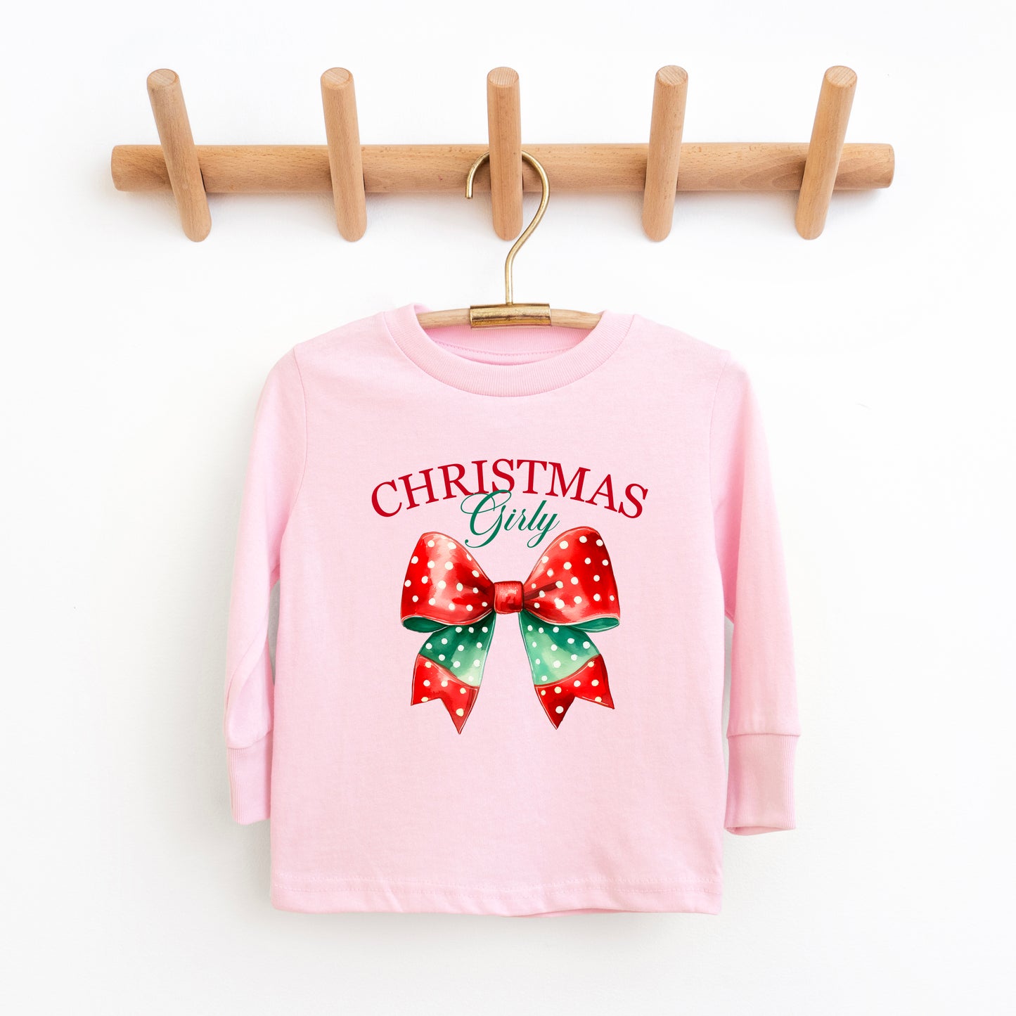 Coquette Christmas Girly | Toddler Graphic Long Sleeve Tee