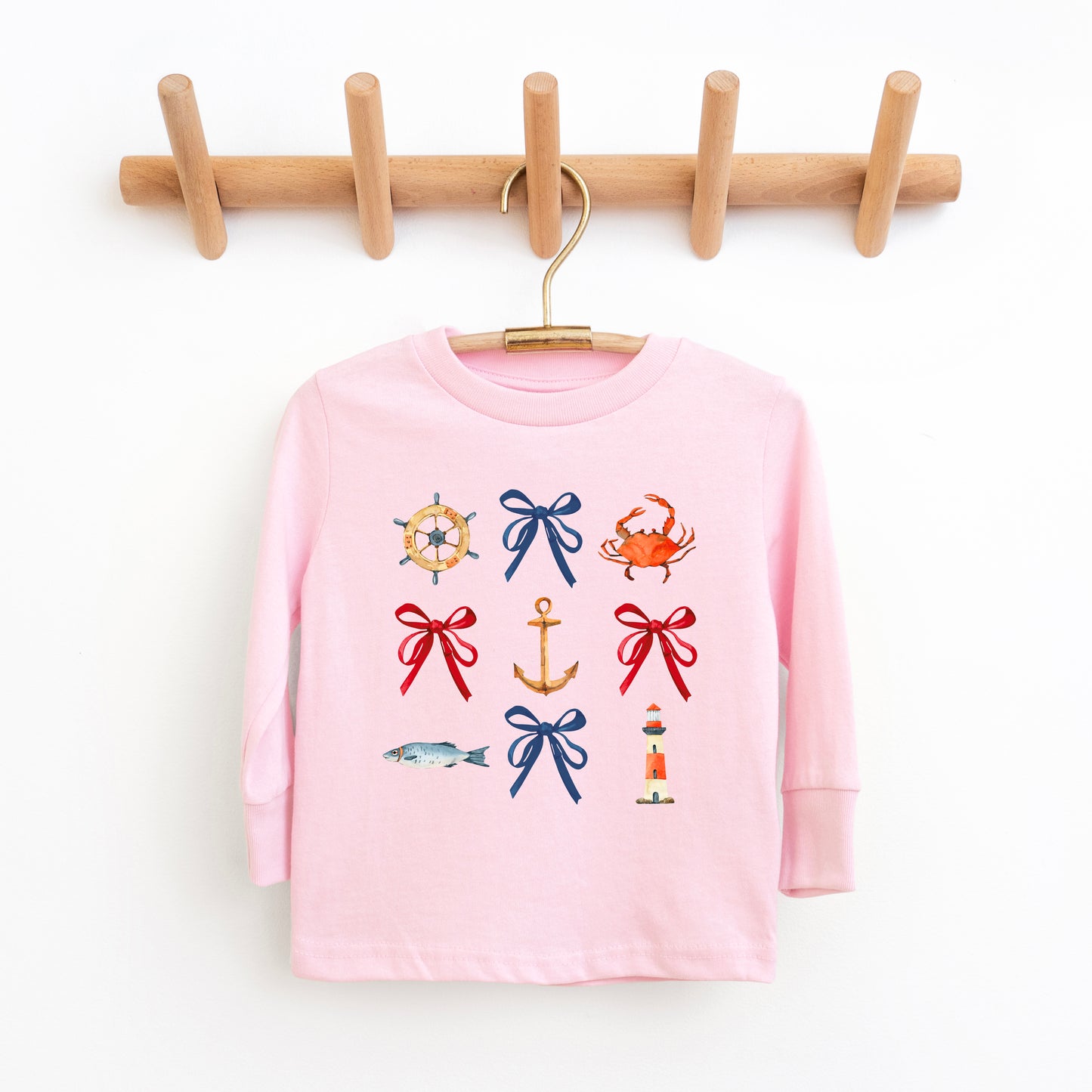 Coquette Nautical Collage | Toddler Graphic Long Sleeve Tee