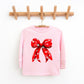 Coquette Christmas Snowflake Bow | Toddler Graphic Long Sleeve Tee