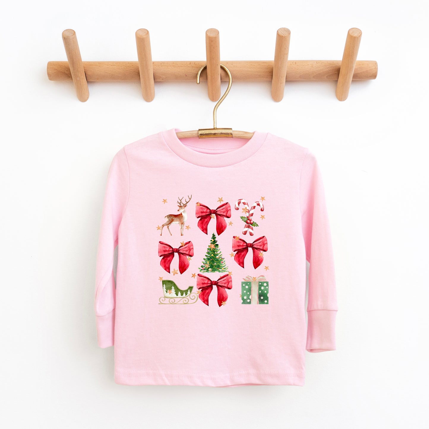 Coquette Christmas Collage | Toddler Graphic Long Sleeve Tee