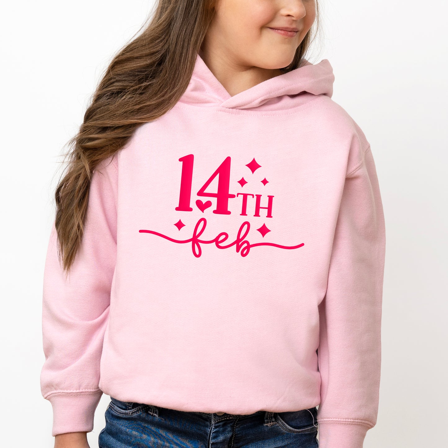 14th Feb Stars Puff Print | Toddler Graphic Hoodie