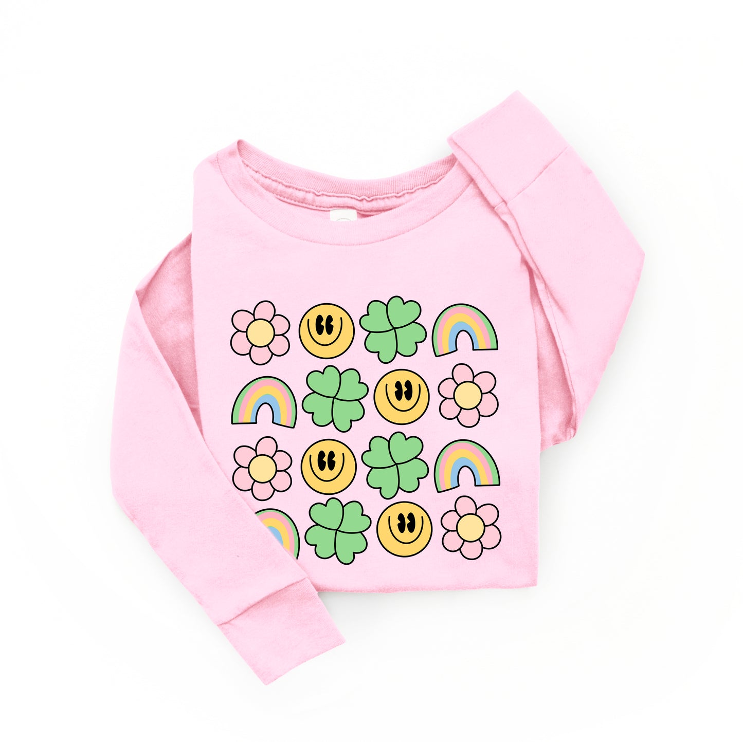 Smiley Clover Daisy | Toddler Graphic Long Sleeve Tee