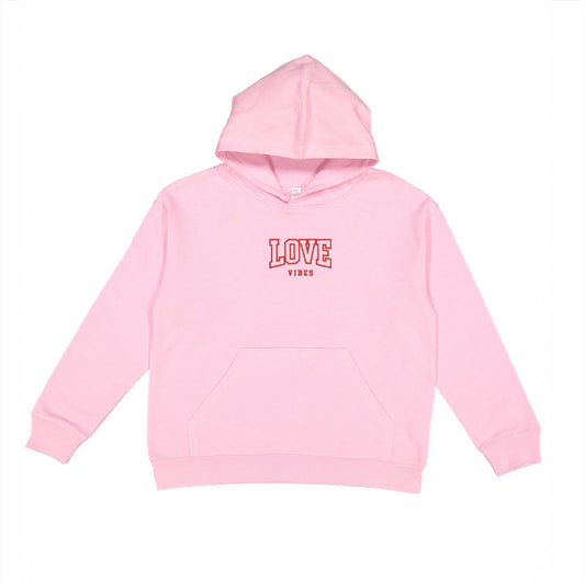 Embroidered Varsity Love Vibes | Youth Graphic Hoodie