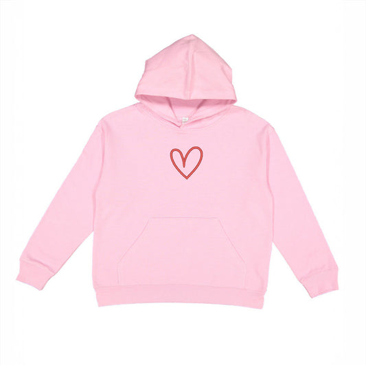 Embroidered Hand Drawn Heart | Youth Graphic Hoodie