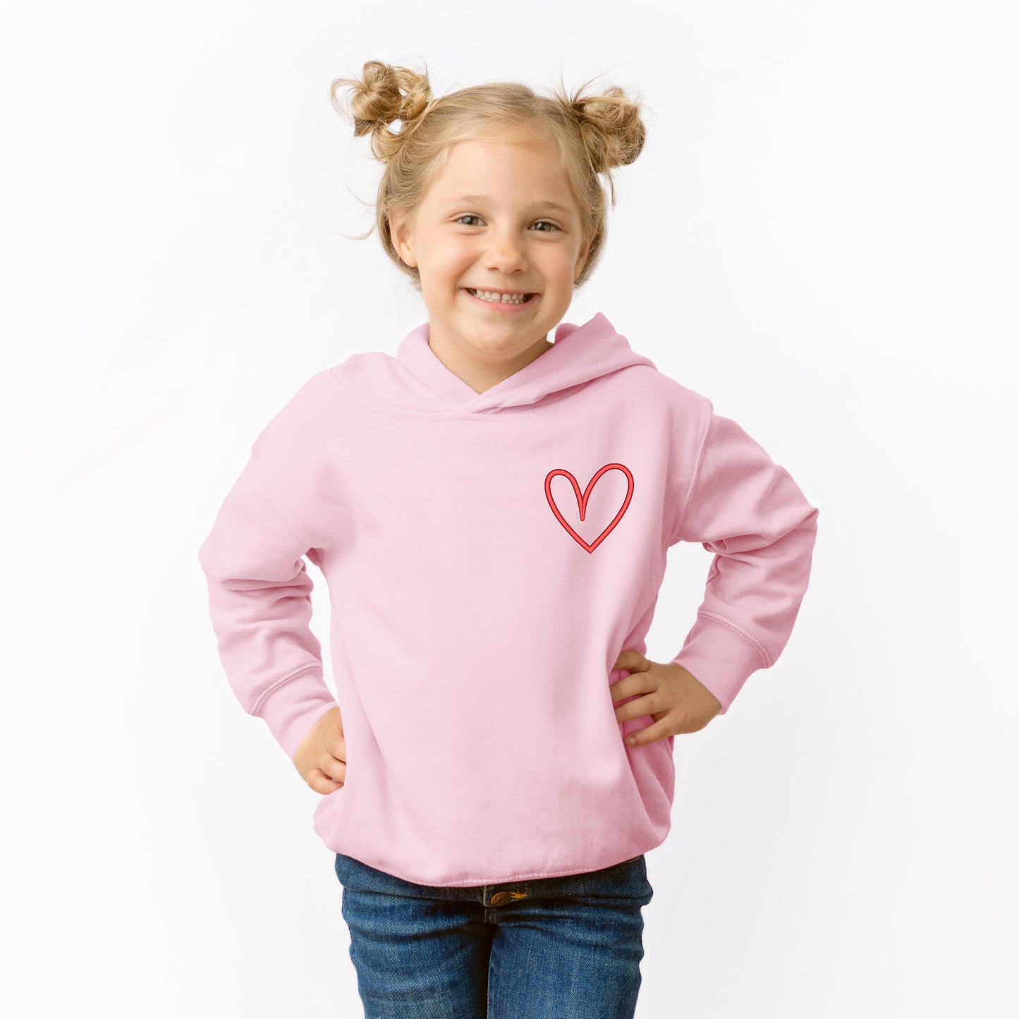 Embroidered Hand Drawn Heart | Toddler Graphic Hoodie