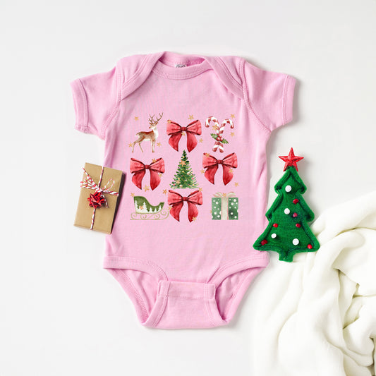 Coquette Christmas Collage | Baby Graphic Short Sleeve Onesie