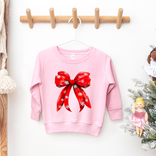 Coquette Christmas Snowflake Bow | Toddler Graphic Sweatshirt