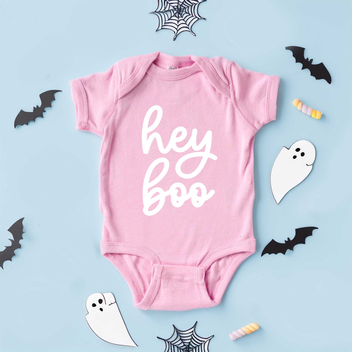 Hey Boo Cursive | Baby Graphic Short SleeveOnesie