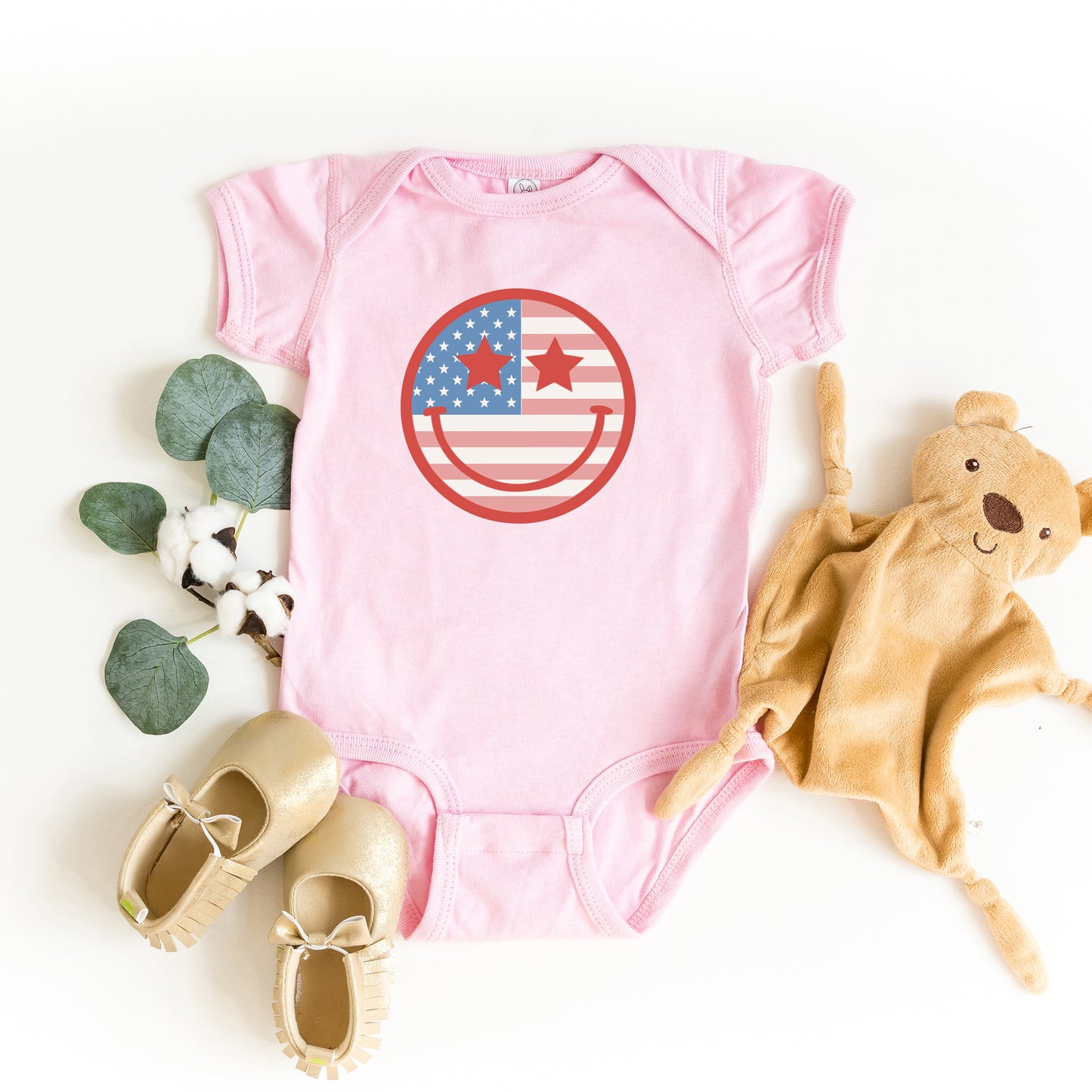 Flag Smiley Face | Baby Graphic Short Sleeve Onesie