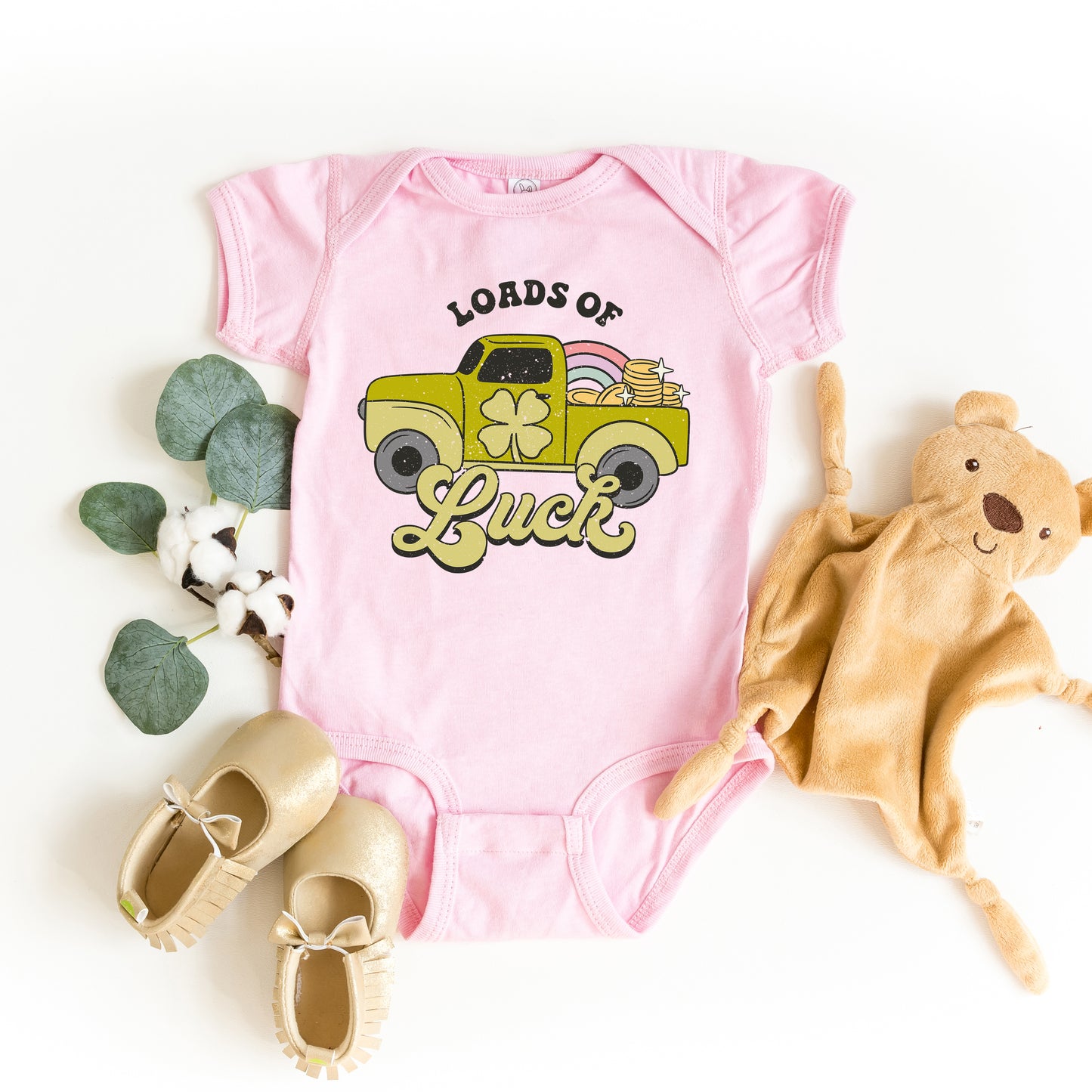 Loads Of Luck Retro Truck | Baby Graphic Short Sleeve Onesie