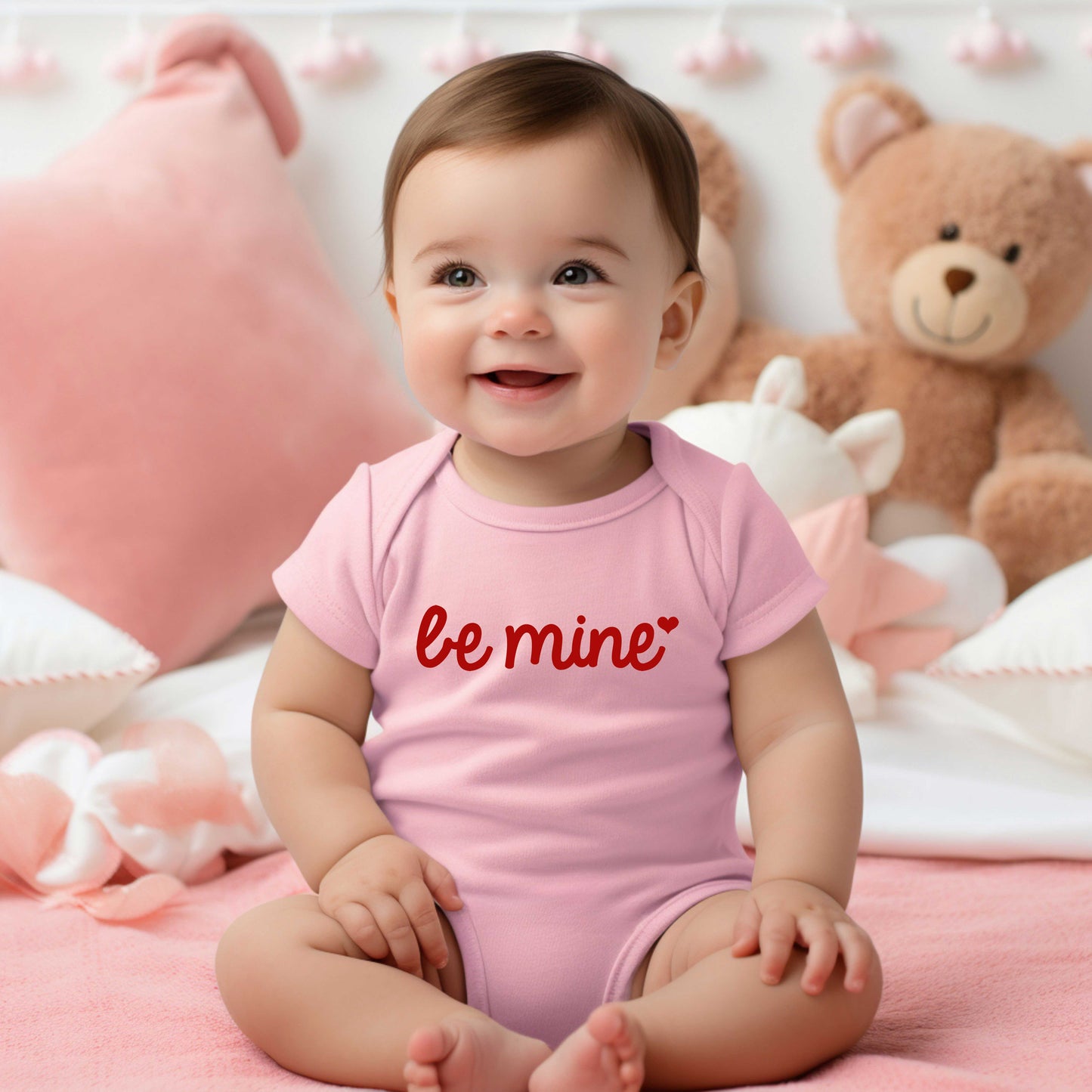 Be Mine Cursive Heart | Baby Graphic Short Sleeve Onesie