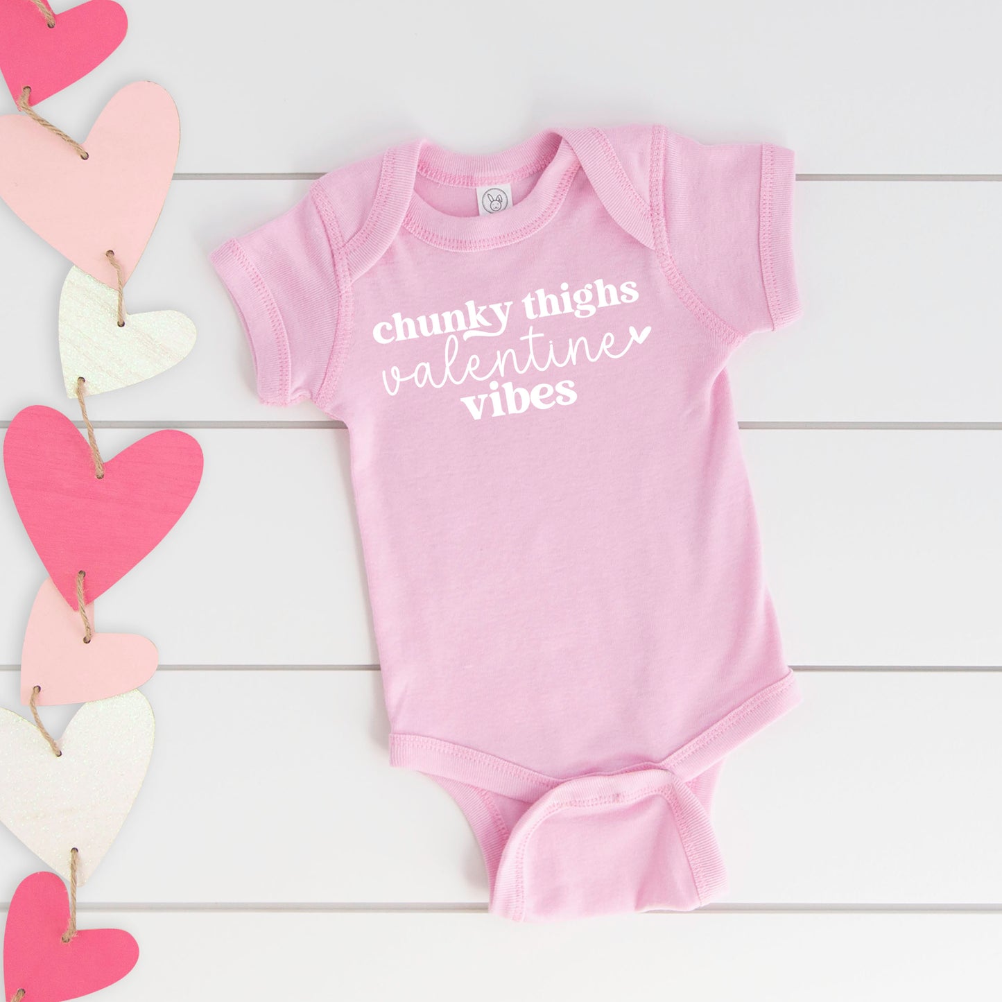 Chunky Thighs Valentine Vibes | Baby Graphic Short Sleeve Onesie