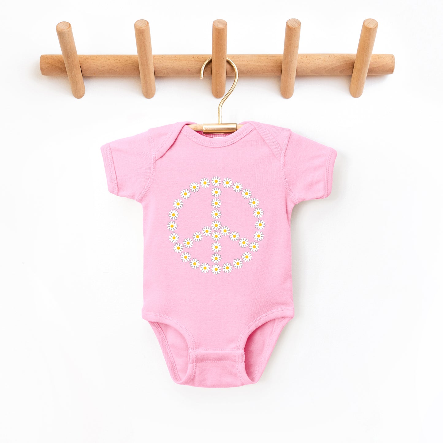 Daisy Peace Sign | Baby Graphic Short Sleeve Onesie