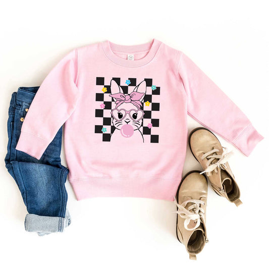 Checkered Groovy Bunny | Toddler Graphic Sweatshirt