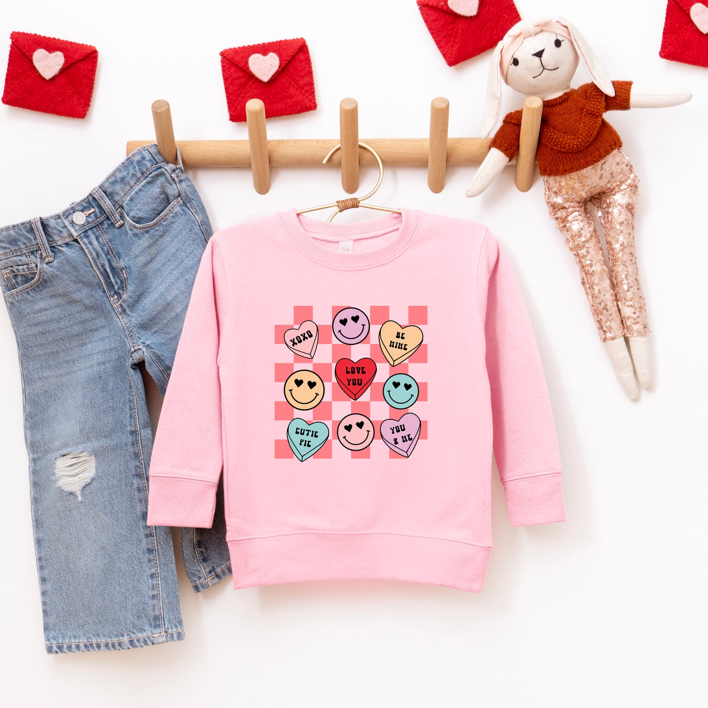 Candy Heart Smile Solid | Youth Ultra-Soft Graphic Sweatshirt