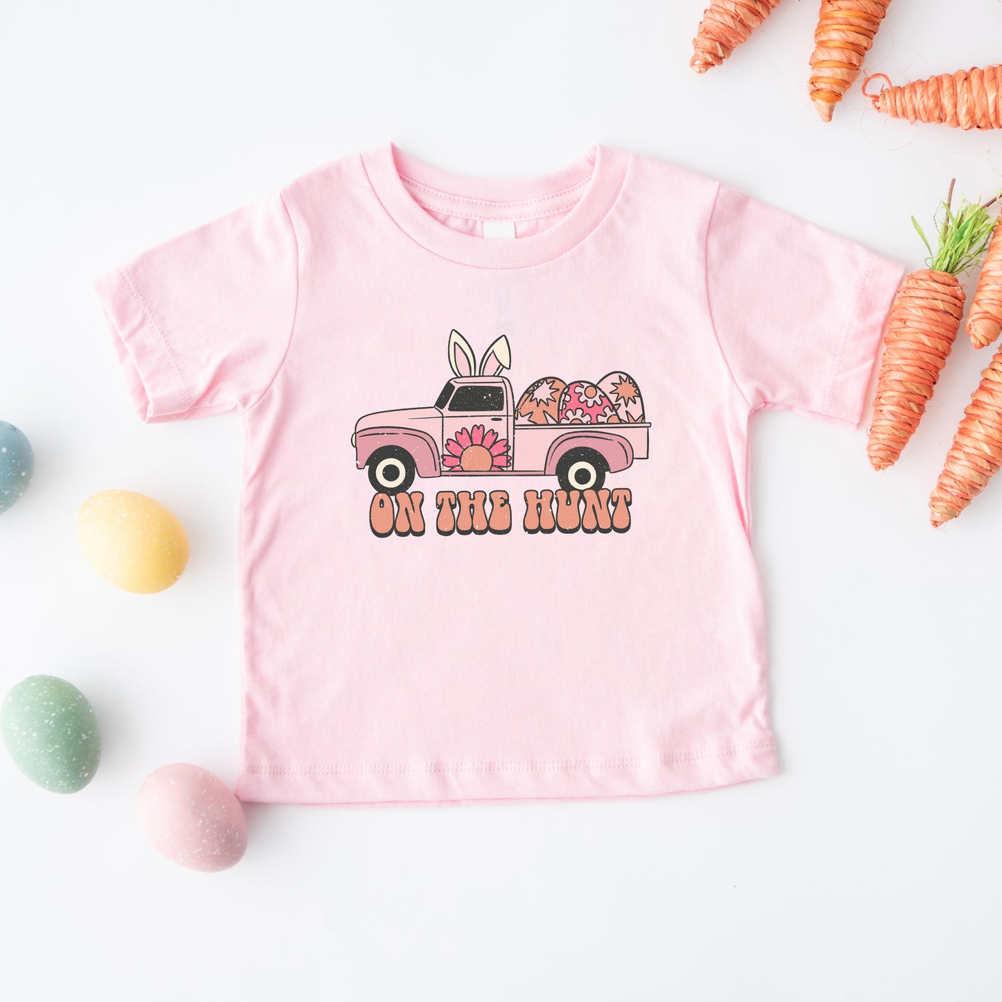 On The Hunt Truck Pink | Toddler Graphic Short Sleeve Tee