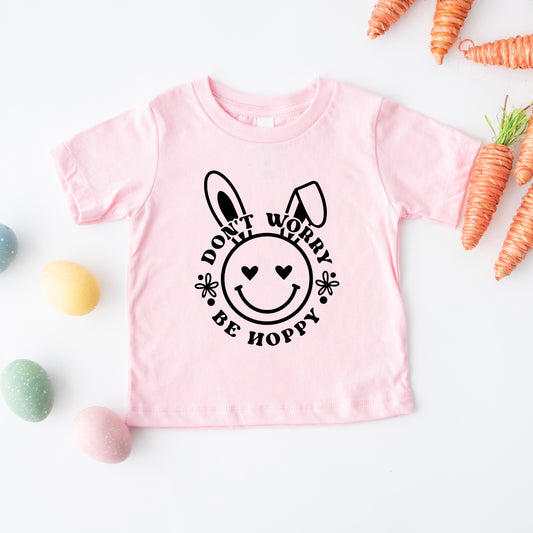 Don't Worry Be Hoppy Smiley Bunny | Toddler Graphic Short Sleeve Tee