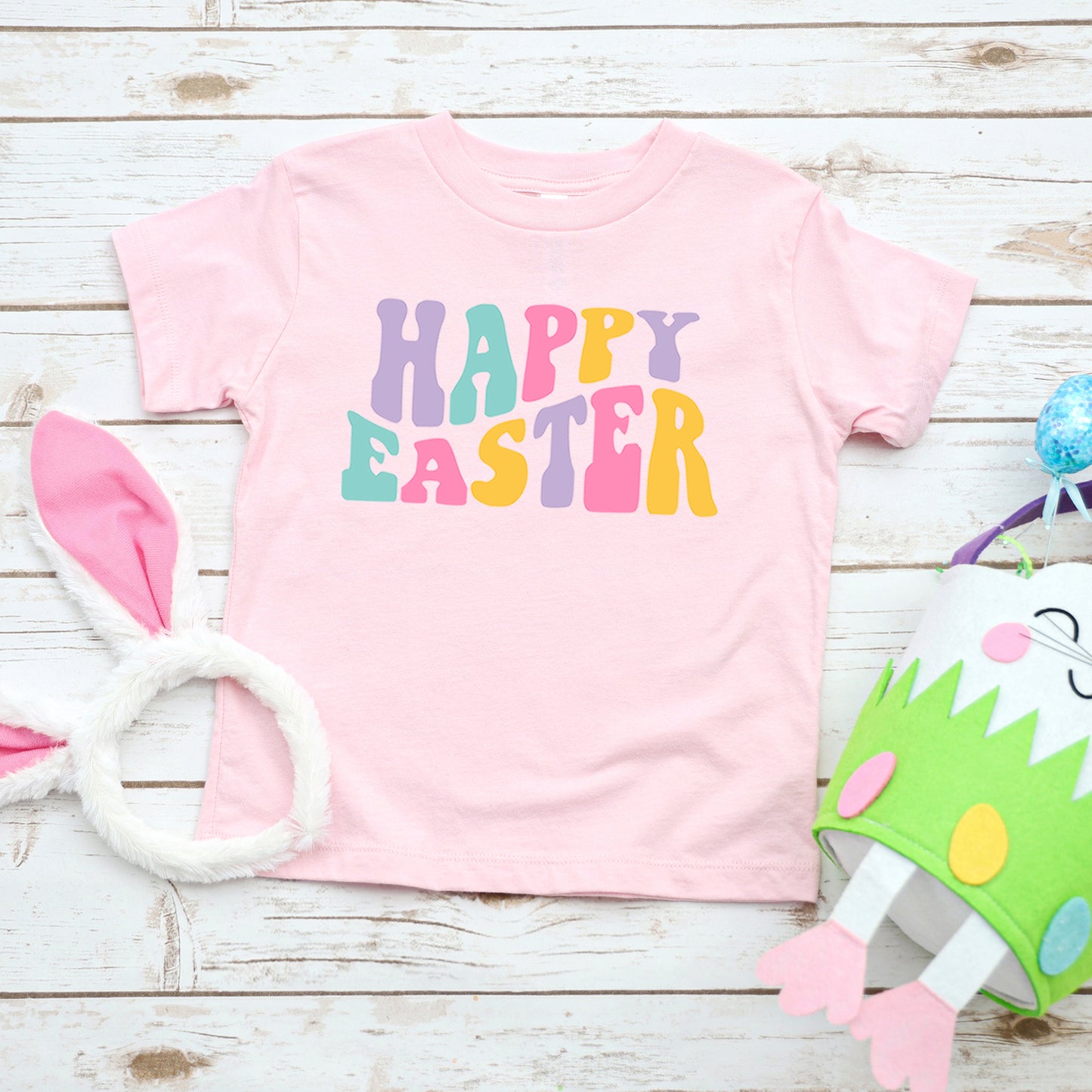 Happy Easter Wavy Colorful | Youth Graphic Short Sleeve Tee