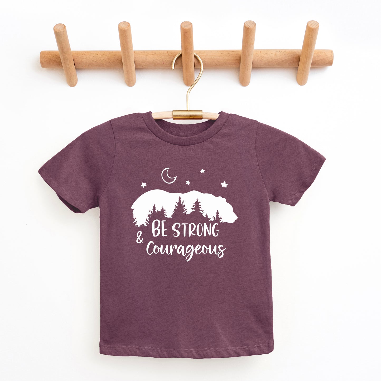 Be Strong And Courageous Bear Trees | Youth Graphic Short Sleeve Tee