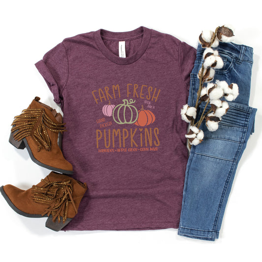 Colorful Farm Fresh Pumpkins | Youth Graphic Short Sleeve Tee