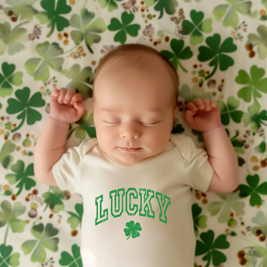 Lucky Clover Distressed | Baby Graphic Short Sleeve Onesie