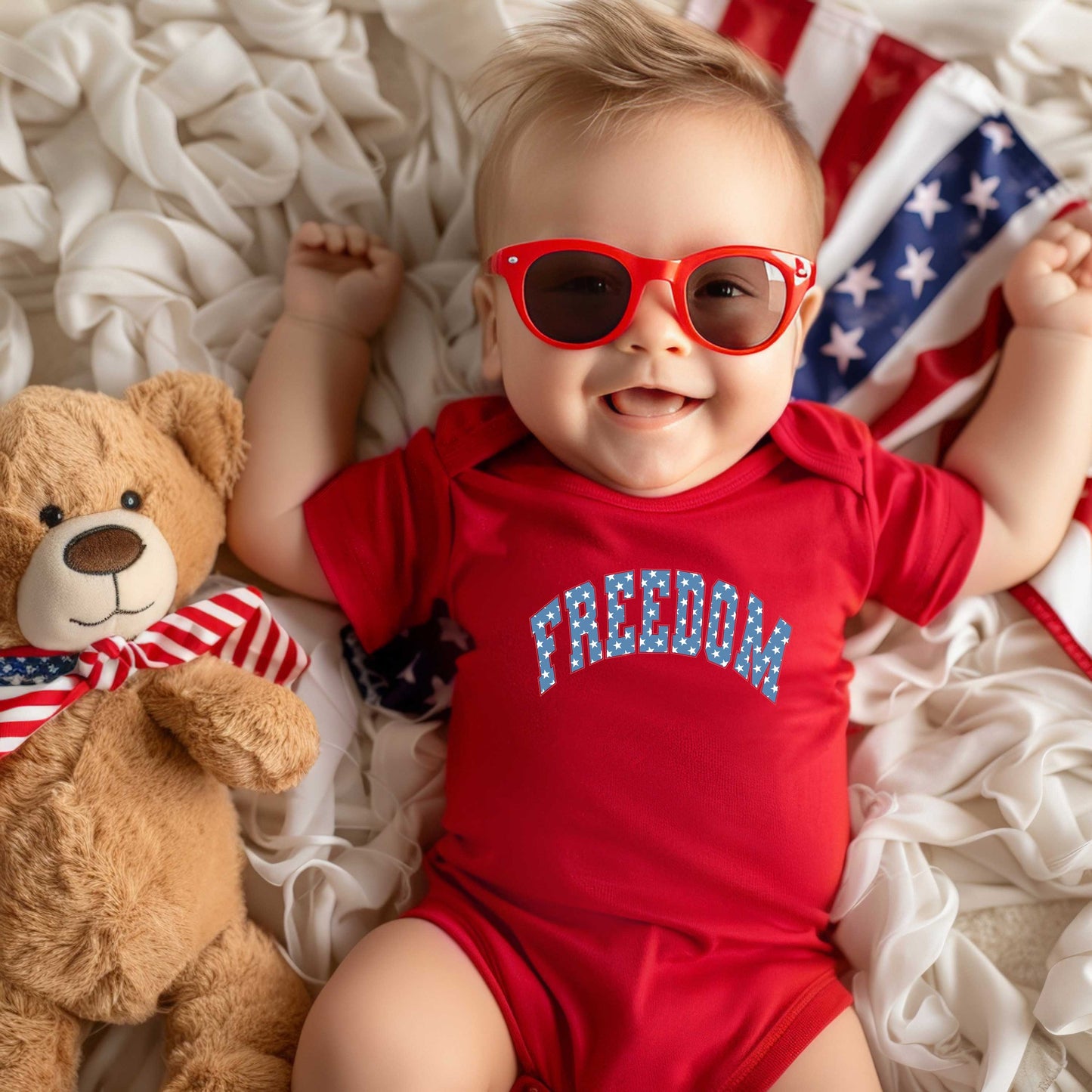 Retro Freedom Stars | Baby Graphic Short Sleeve Onesie