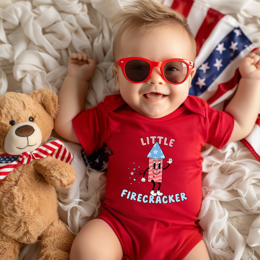 Retro Little Firecracker | Baby Graphic Short Sleeve Onesie