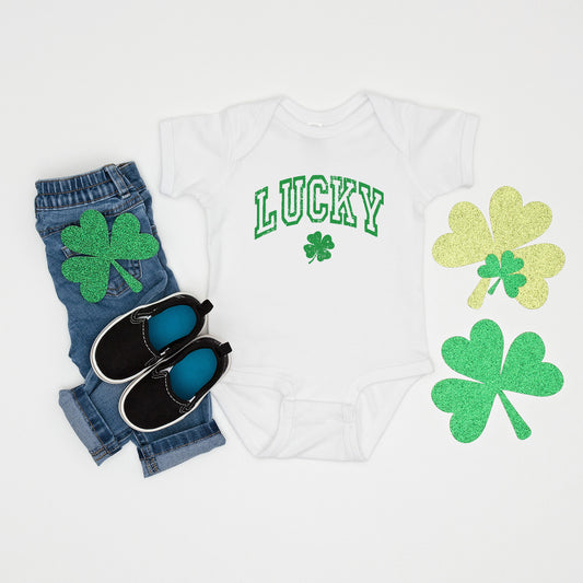 Lucky Clover Distressed | Baby Graphic Short Sleeve Onesie