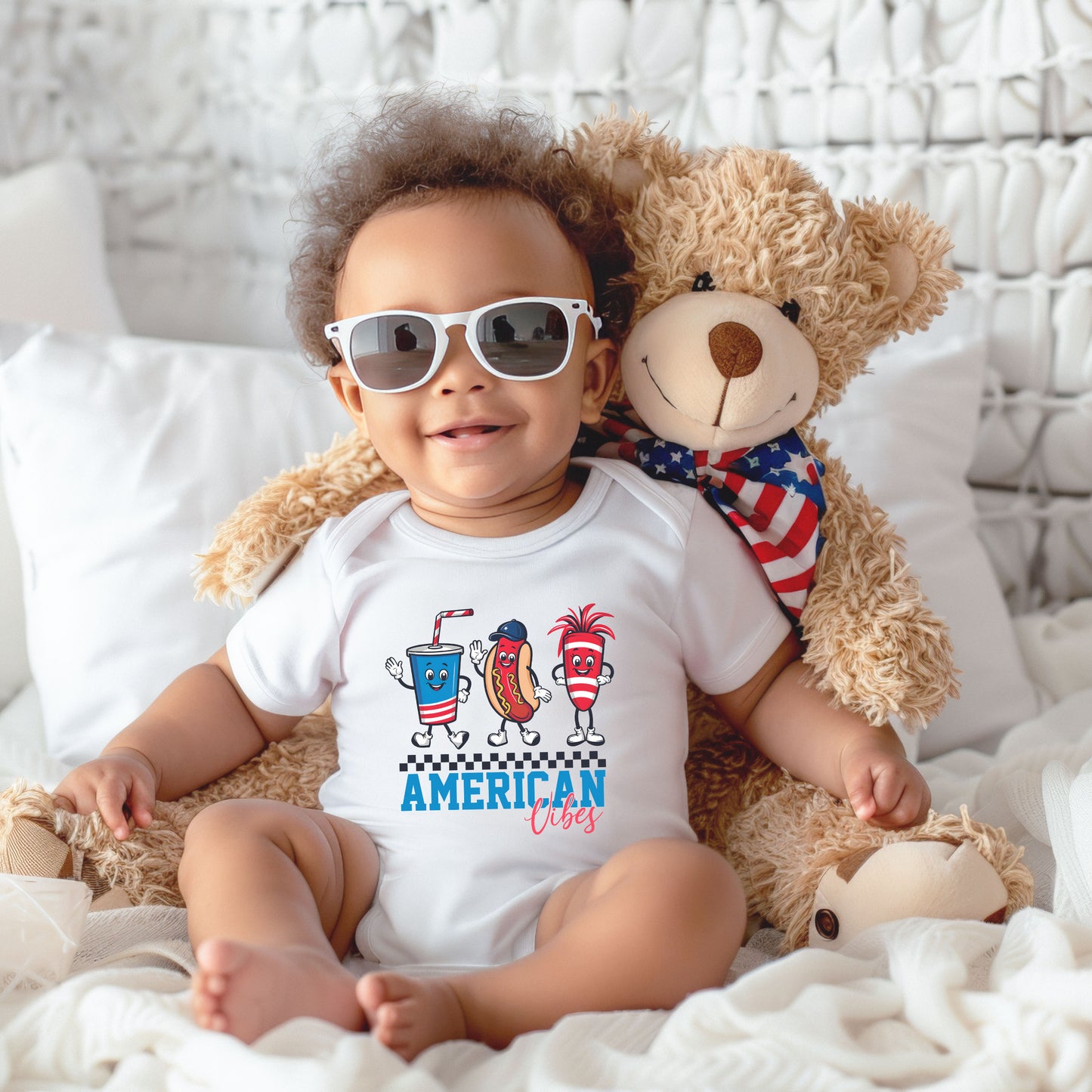 American Vibes Hot Dog | Baby Graphic Short Sleeve Onesie