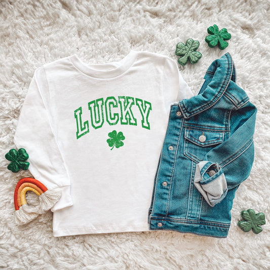 Lucky Clover Distressed | Toddler Graphic Long Sleeve Tee