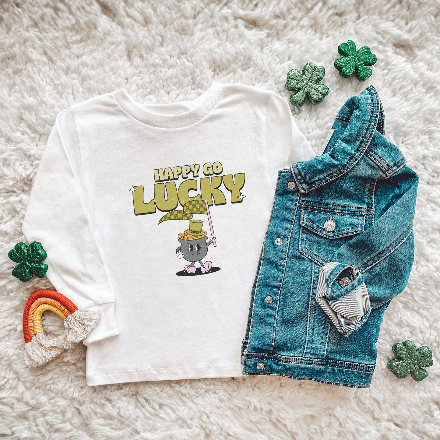 Happy Go Lucky Pot of Gold | Toddler Graphic Long Sleeve Tee