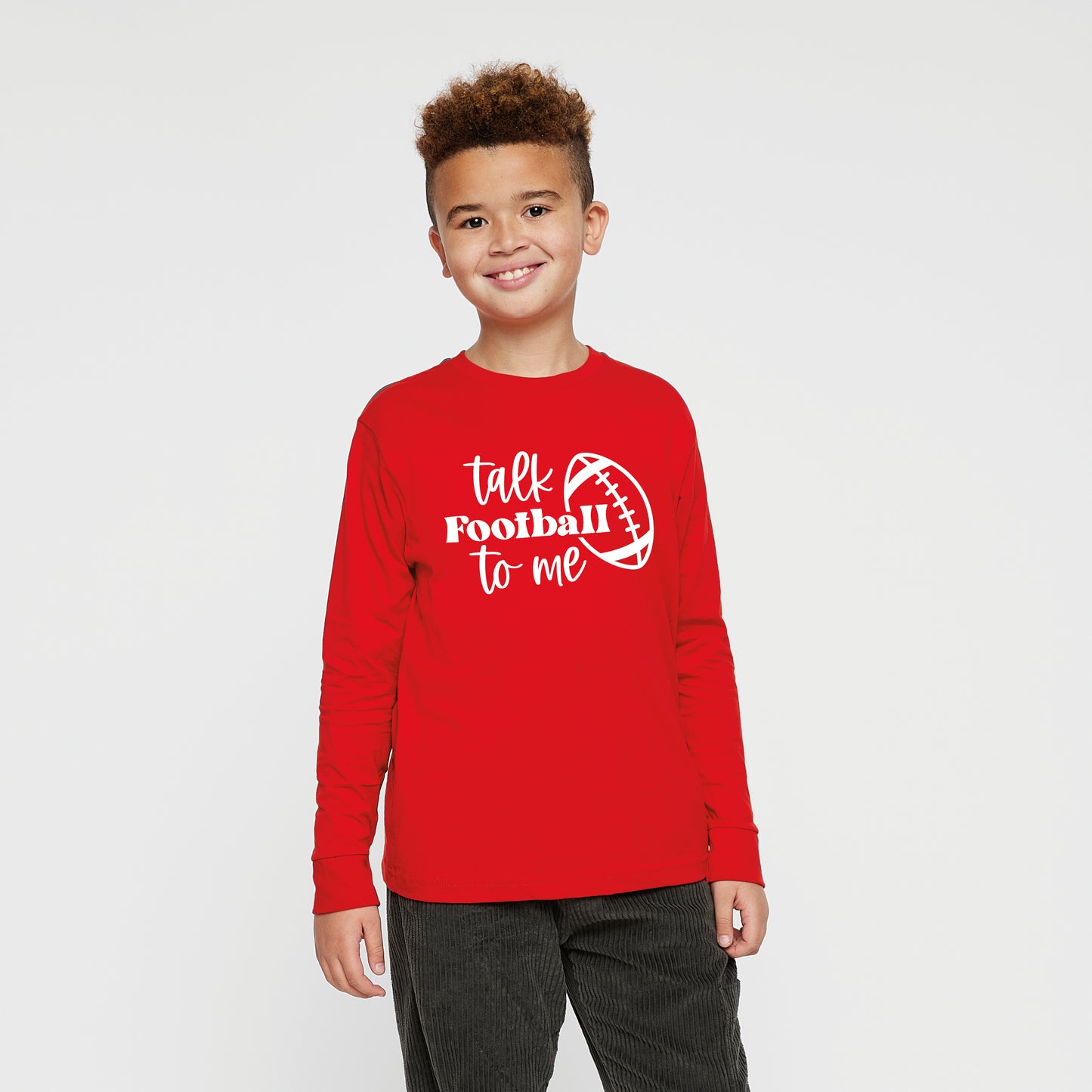 Talk Football To Me Ball | Youth Graphic Long Sleeve Tee