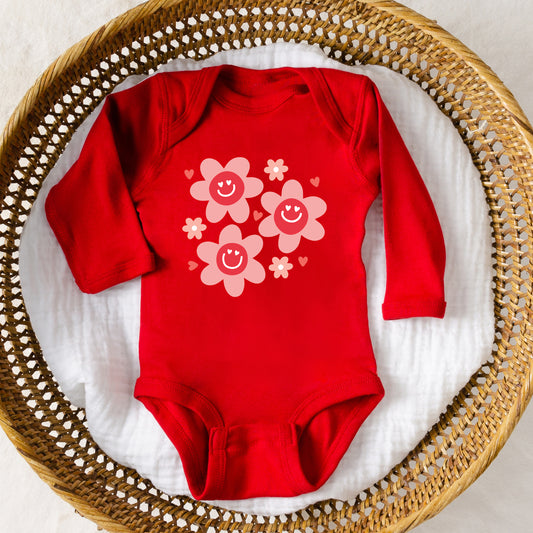 Hippy Flower Valentine | Baby Graphic Long Sleeve Onesie