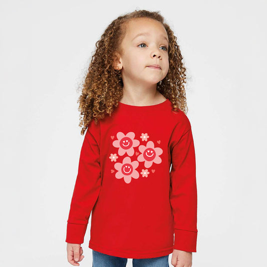 Hippy Flower Valentine | Toddler Graphic Long Sleeve Tee