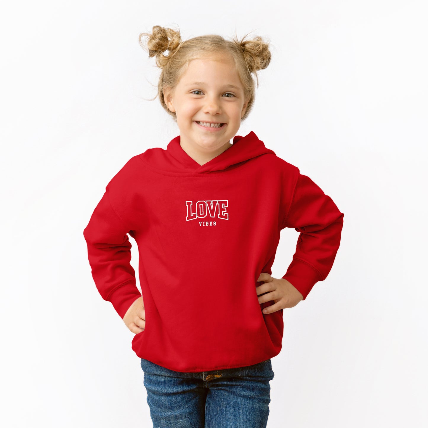 Embroidered Varsity Love Vibes | Toddler Graphic Hoodie