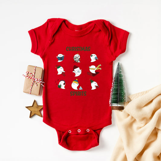 Christmas Spirits Green Words | Baby Graphic Short Sleeve Onesie