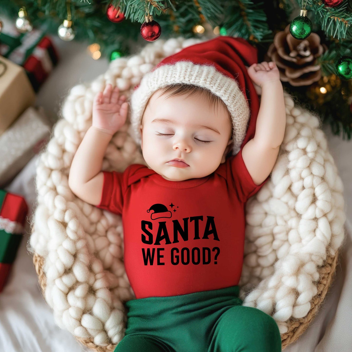 Santa We Good? | Baby Graphic Short Sleeve Onesie