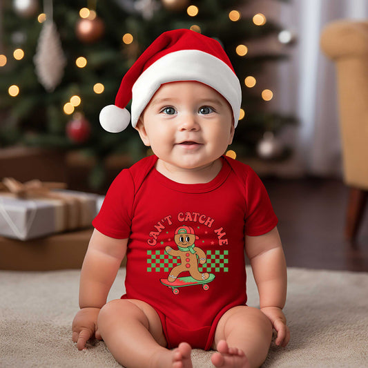 Gingerbread Man Skateboard | Baby Graphic Short Sleeve Onesie