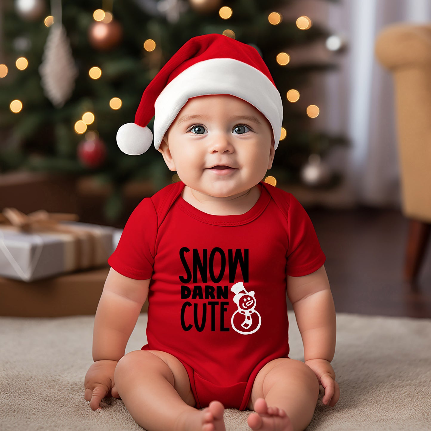 Snow Darn Cute Glitter | Baby Graphic Short Sleeve Onesie