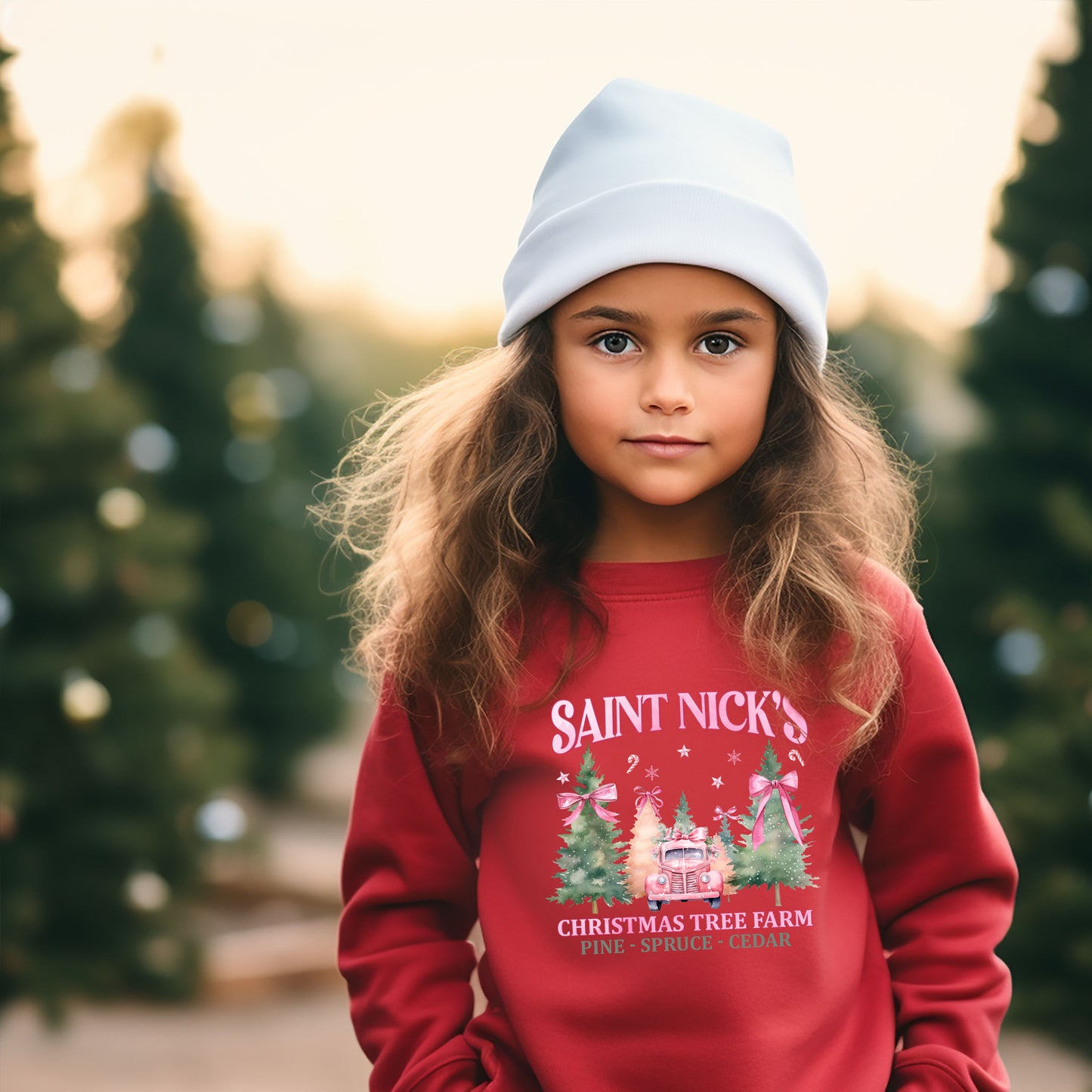 Coquette St. Nick's Tree Farm | Youth Graphic Sweatshirt