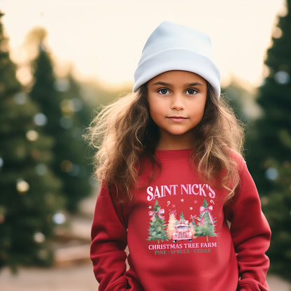 Coquette St. Nick's Tree Farm | Youth Graphic Sweatshirt