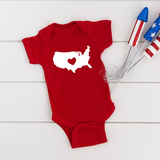 USA Heart Outline | Baby Graphic Short Sleeve Onesie