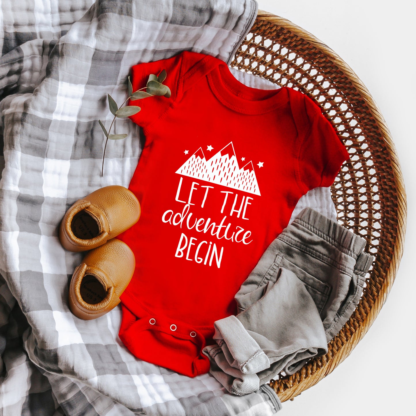 Let The Adventure Begin Mountains | Baby Graphic Short Sleeve Onesie